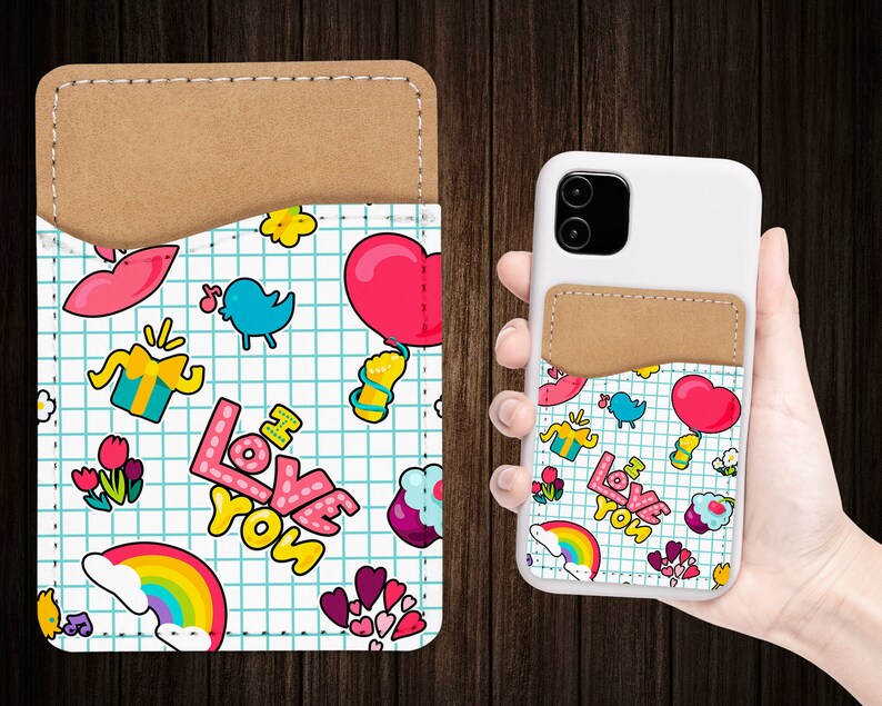 retro sticker design phone wallet adhesive pu leather card etsy australia