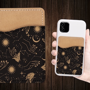 Dark Esoteric Phone Wallet - Gótico adhesivo PU titular de la tarjeta de cuero para el teléfono - Regalo personalizado - Stick on Pocket - Card Caddy
