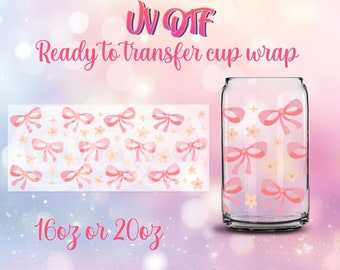 UV DTF Cup Wrap - Ready to Transfer  Coquette Bows Cute DIY 16oz and 20oz Prints - Libbey Glass Can - Customizable