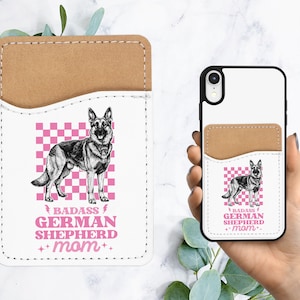 Bonita cartera para teléfono de pastor alemán, tarjetero adhesivo de piel sintética para teléfono, regalo personalizado para perro mascota, bolsillo adhesivo, tarjetero