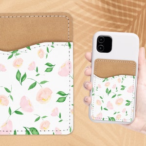 Flor Patrón Teléfono Wallet - Adhesivo PU Cuero Card Holder para teléfono - Regalo personalizado - Stick on Pocket - Card Caddy