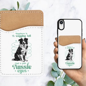 Leuke Aussie telefoon portemonnee - zelfklevende PU lederen kaarthouder voor telefoon - huisdier hond aangepast cadeau - Stick on Pocket - Card Caddy