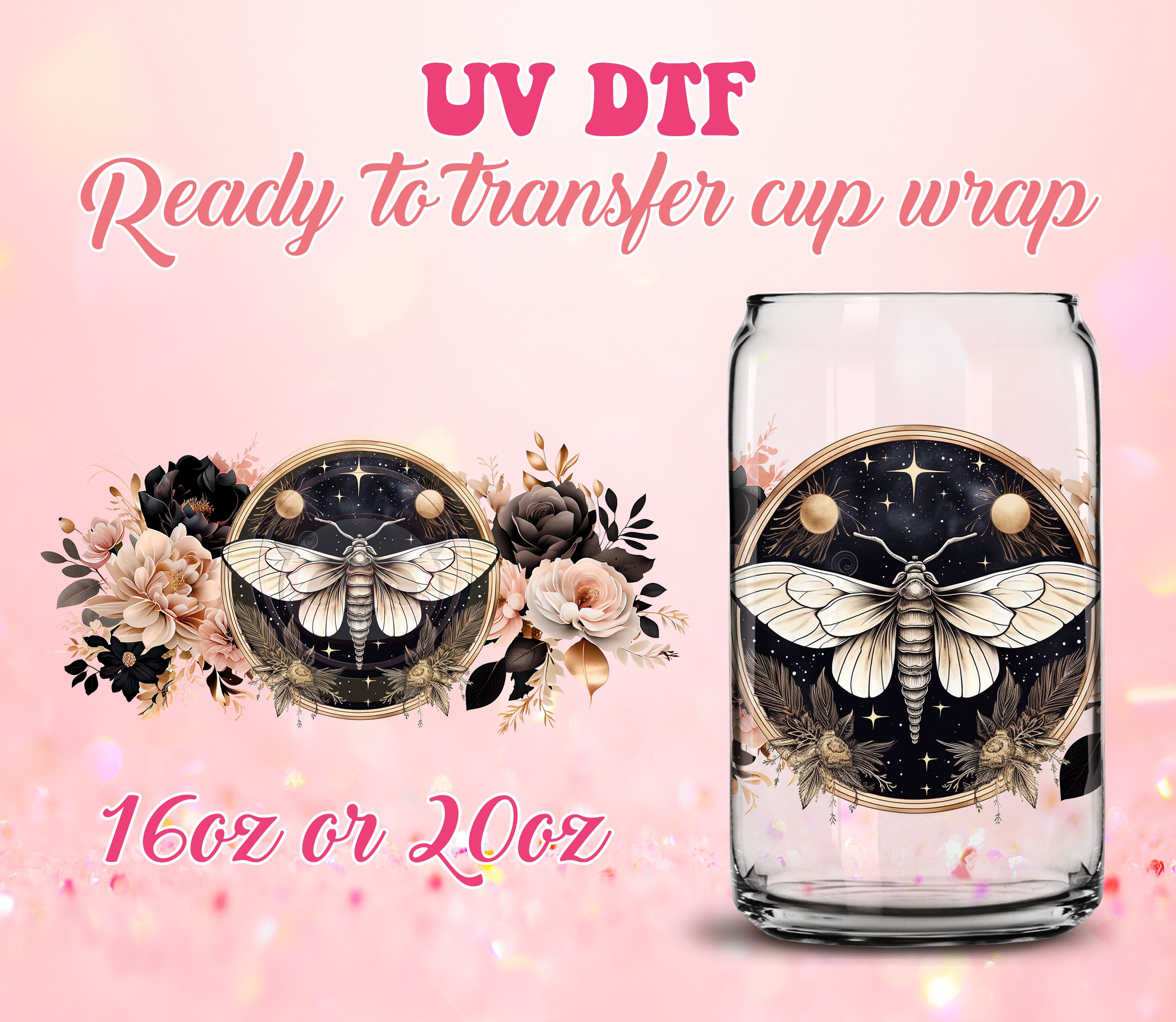 3D UV DTF Cup Wrap Transfer Stickers For Glass Coffee Cup DIY✨b