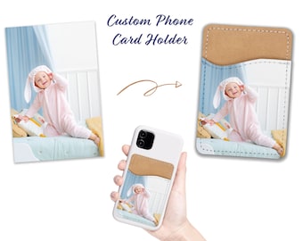 Personalisierte Fotohandyhülle - Individueller Kartenhalter aus PU-Leder - Aufklebetasche für iPhone & Android - Einzigartige Geschenkidee