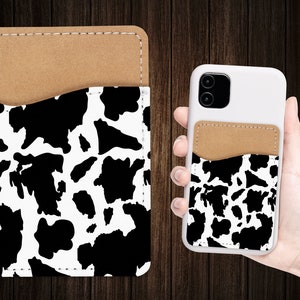 Cow Print Phone Wallet - Zelfklevende PU lederen kaarthouder voor telefoon - Animal Print Custom Gift - Stick op zak - Card Caddy