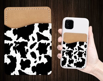 Kuh-Druck-Handy-Brieftasche - selbstklebende PU-Leder-Kartenhalter für Telefon - Animal-Print-individuelles Geschenk - Kleben Sie auf Tasche - Card Caddy