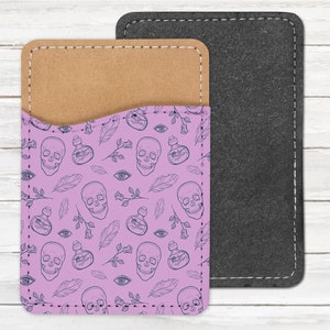 Totenkopf Handytasche - Selbstklebender PU-Leder Kartenhalter für Telefon - Benutzerdefiniertes Geschenk - Klebetasche - Card Caddy