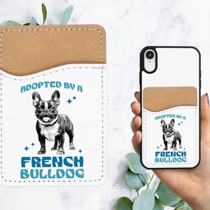 Süße Französische Bulldogge Telefon Brieftasche - Selbstklebender PU-Leder Kartenhalter für Telefon - Frenchie Haustier Hund Kundenspezifisches Geschenk - Kleben auf Tasche - Kartenhalter