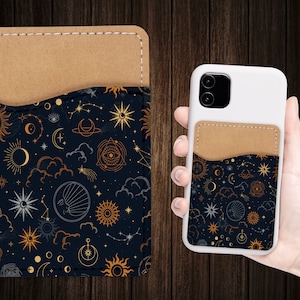 Esoteric Astronomic Design Phone Wallet - Zelfklevende PU lederen kaarthouder voor telefoon - aangepast cadeau - Stick op zak - Card Caddy