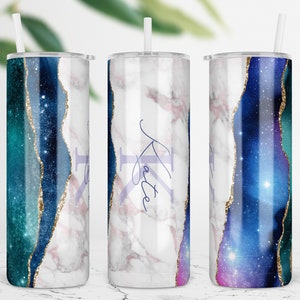 Custom Name Tumbler - Personalized Name and Initial 20 oz Skinny Tumbler - Customized Bottle - Custom Design Travel Mug - Gift