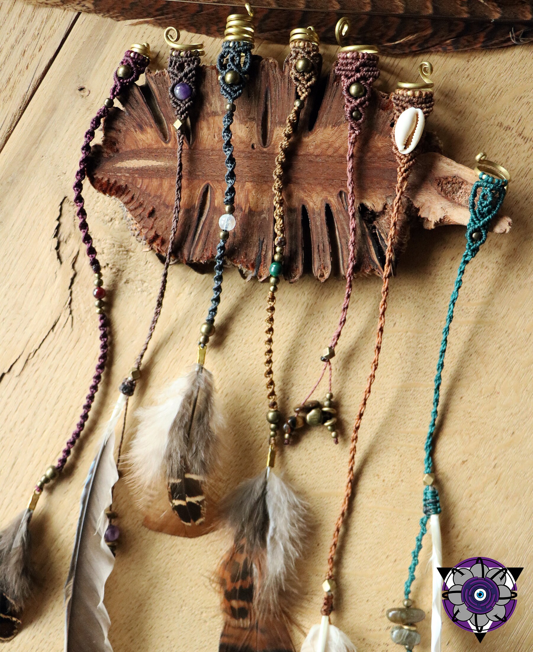 Macrame feather dread wraps / hair wraps with different Etsy