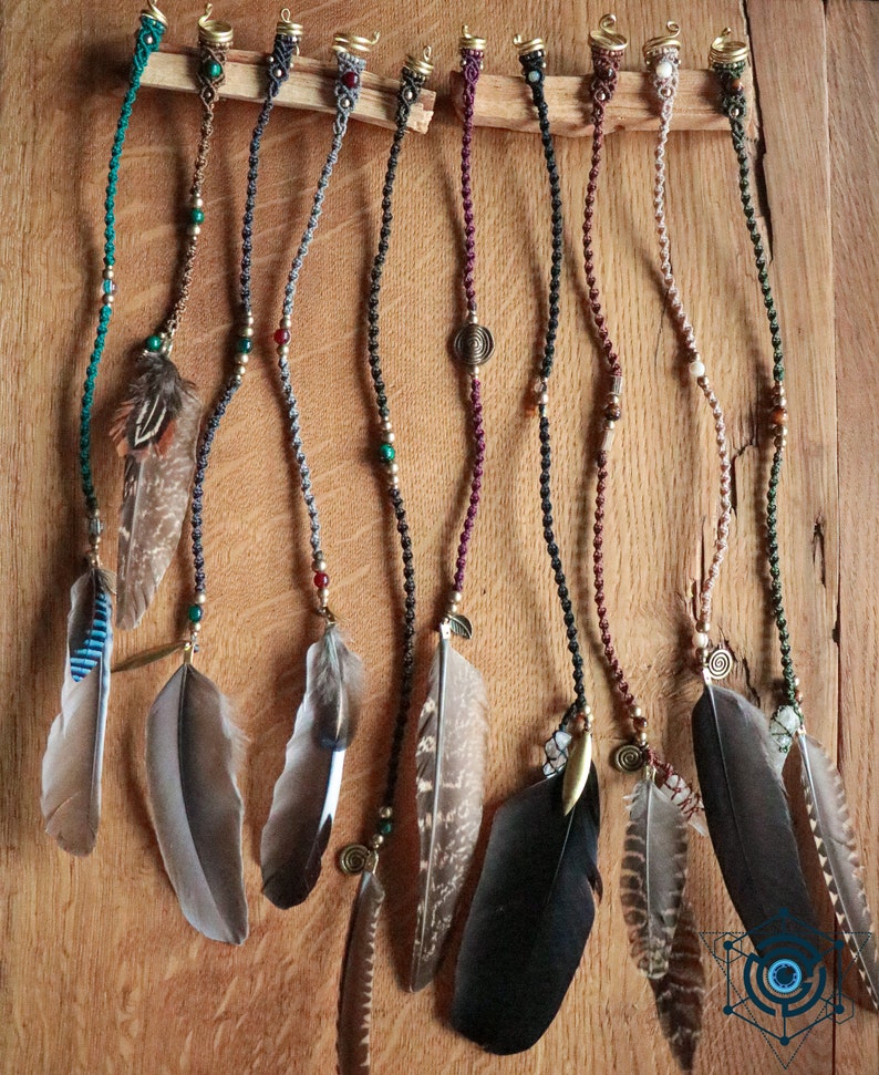 Macrame feather dread wraps / hair wraps with different Etsy