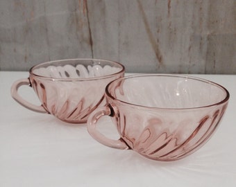 6 tasses Arcoroc Français Vintage  Rose / 70 Arcoroc Rosaline tasses / Made in France / Français verrerie / rose