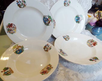 Superbes Assiettes X4 Ancienne Décor D'enfants DE SARREGUEMINES BICOTS 1940 Plats ,Vintage des années 1940,  assiette bébé français