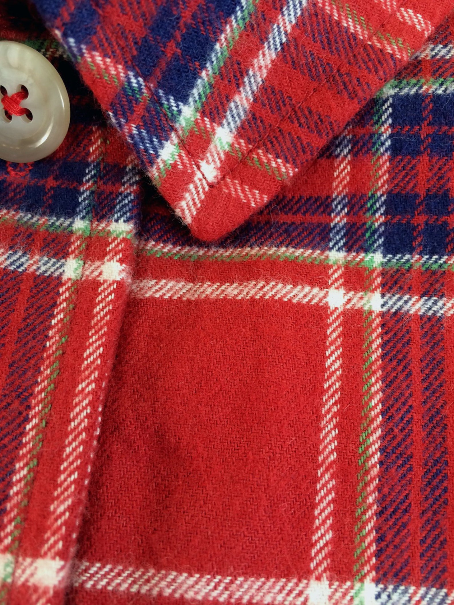 Red Blue Plaid Check Flannel Brushed Twill Large Pocket Flap - Etsy