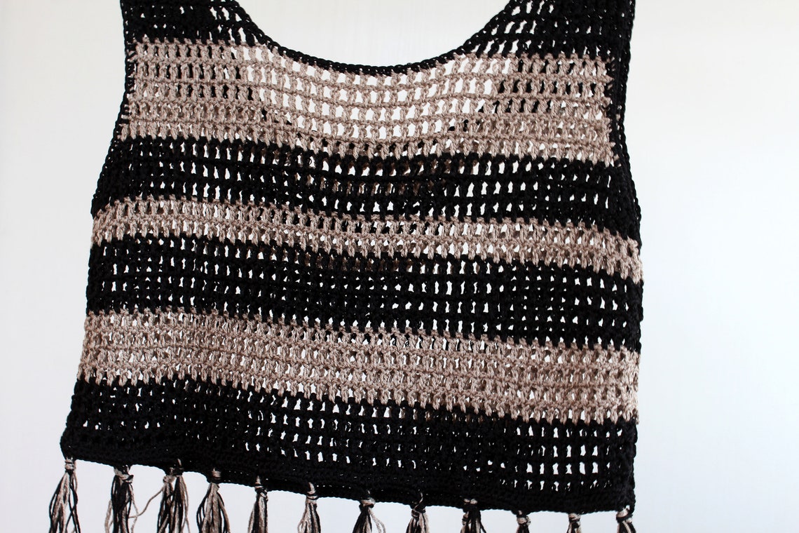 Crochet Summer Tank Top Cropped Vest With Tassels Beach - Etsy