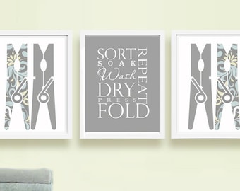 Laundry Room Wall Art Laundry Room Art Laundry Prints Laundry Room Decor Laundry Room Sign Wash Dry Fold Print Clothespin Sign #3