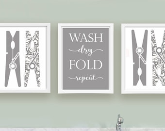 Laundry Room Decor Home Decor Laundry Room Sign Laundry Room Art Laundry Prints Laundry Room Sign Wash Dry Repeat Print Clothespin Sign