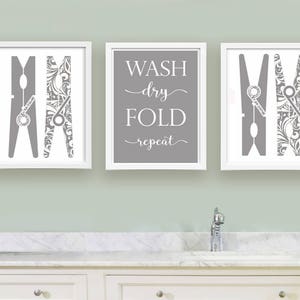 Laundry Room Decor Home Decor Laundry Room Sign Laundry Room Art Laundry Prints Laundry Room Sign Wash Dry Repeat Print Clothespin Sign image 1