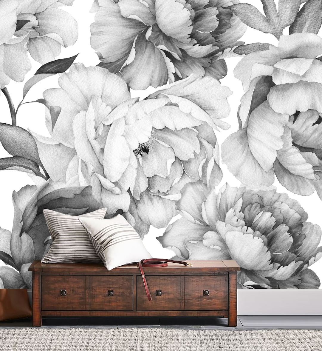 Peony Flower Mural Wallpaper, Extra Large, Peel and Stick Wall Mural