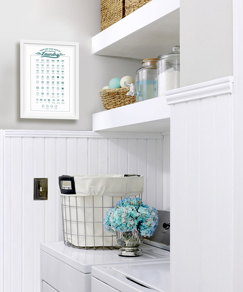 Laundry Guide Print Laundry Room Wall Decor Laundry Symbols Etsy