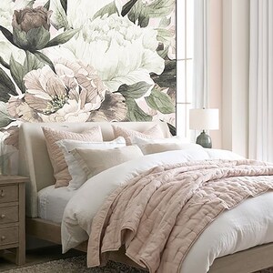 Floral Watercolor Mural Wallpaper, Roses, Watercolor Wallpaper, self adhesive wallpaper, removable wallpaper, nursery wallpaper, NON-TOXIC