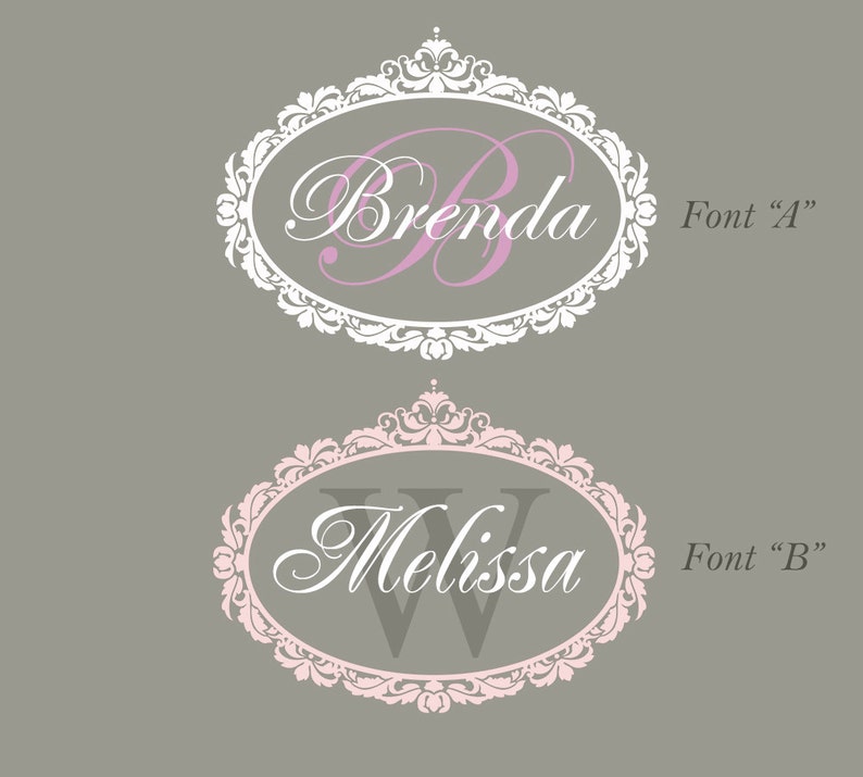 Damask Wall Decal Girl Nursery Decals Nursery Name Decal Etsy