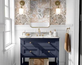 Peony Watercolor Mural Wallpaper: Removable Peel and Stick