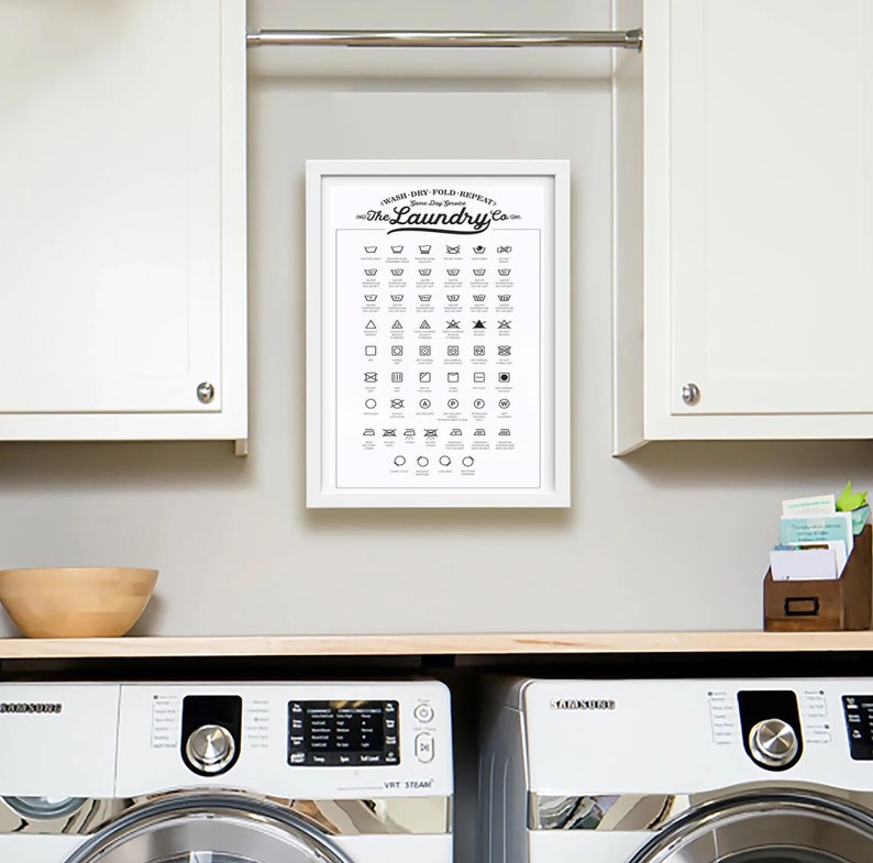 Laundry Guide Print Laundry Room Wall Decor Laundry Symbols Etsy