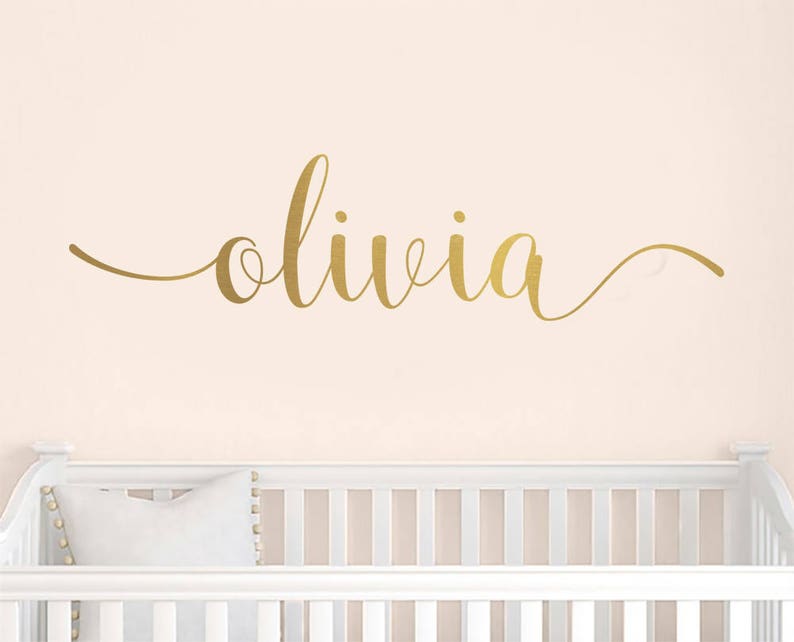 Vinyl Wall Decals Name Wall Decal Girls Nursery Gold Decals Etsy