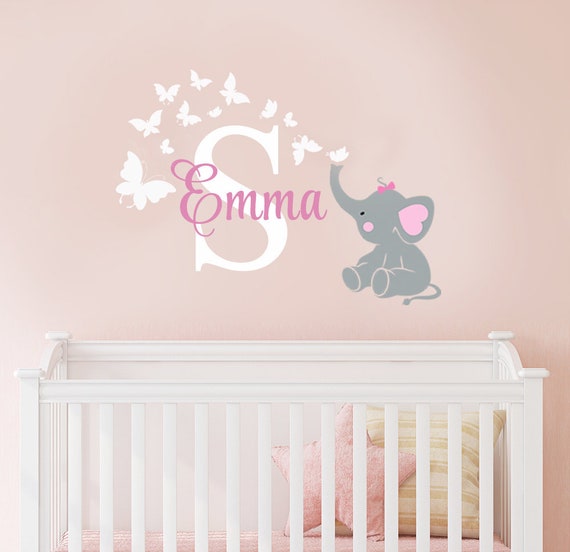 elephant custom name personalized initial wall decal sticker | etsy