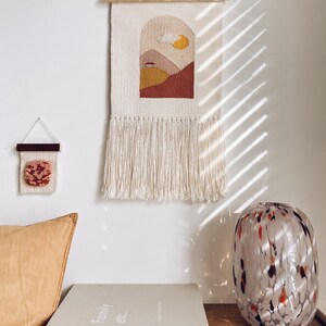 Tenture murale tissée avec paysage de lever de soleil