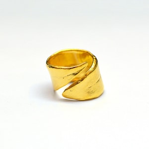 Gold Olive Leaf Ring |/\| Sacred Leaf of Inspiration |\/| Hand Made Gold Plated 24K Bronze Boho Ring |/\| Jewelry Crafted in Greece