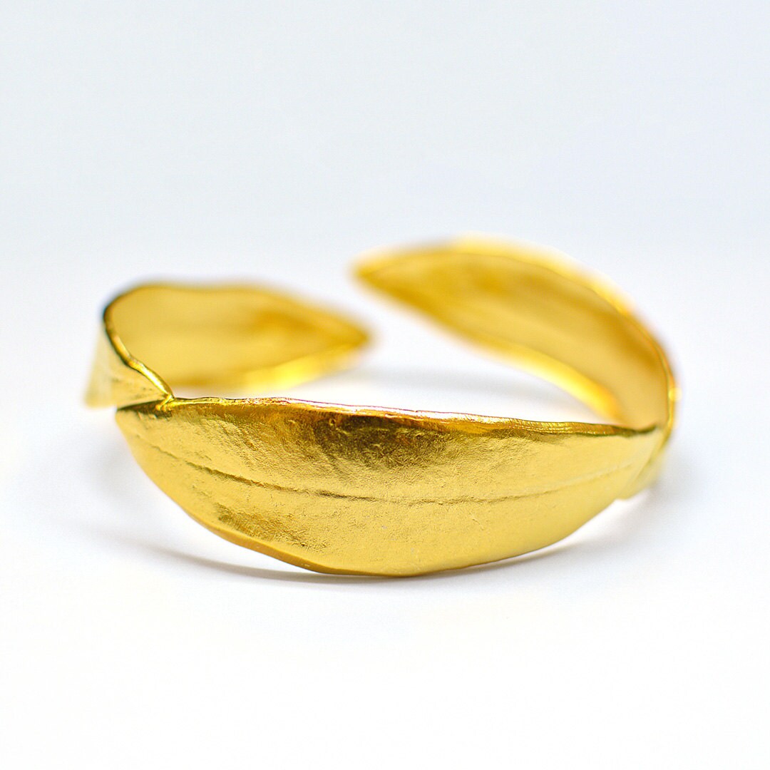 Gold Olive Leaf Bracelet / Custom Made Grecian Bangle / Hand Made Gold ...