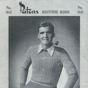 Digital vintage knitting patterns for men 40s knitting for him 1946 Patons Knitting Book No. 368