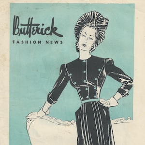 Digitales 1940 März Butterick Fashion News Vintage Magazin.