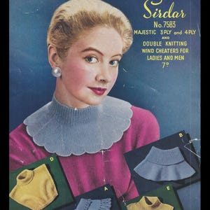 Digital vintage knitting pattern 1956 Sirdar polo necks