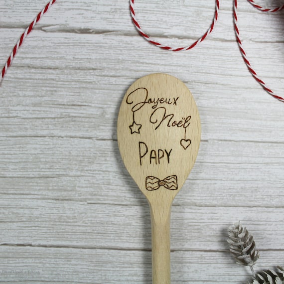 Cuillere Joyeux Noel Papy En Bois Gravee A La Main Etsy