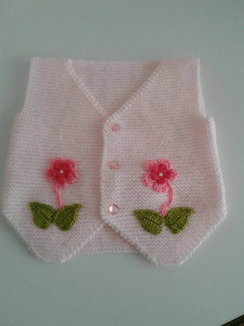 Pastel Pink & Mint Hand-Knitted Baby Sweater Vest main image 1