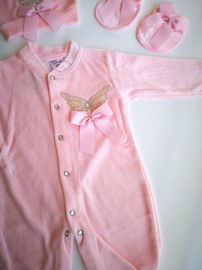 Baby-Mädchen rosa samt Strampler Set Neugeborene Strampler ...
