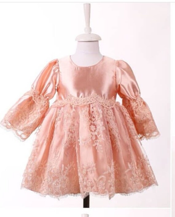 Baby Pink Lace Dress, Newborn Christening Gown, Baby Girl Outfit, Vintage Baby Clothes, Newborn Party Dress, Baby Shower Gift, Baptism Set