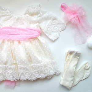 Lace Baby Dress White, Baby Girl Outfit 0 3 Months, Newborn Girl Outfit Lace, Newborn White Lace Dress Set, Baby Wedding Outfit, Tulle Dress