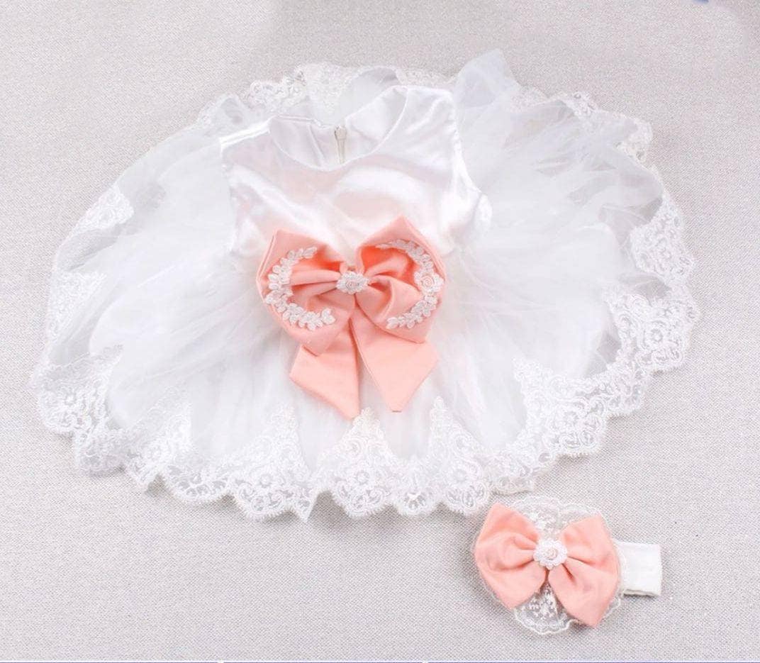 Elegant Baby White Mesh Lace Princess Dress Toddler Baptism Dresses