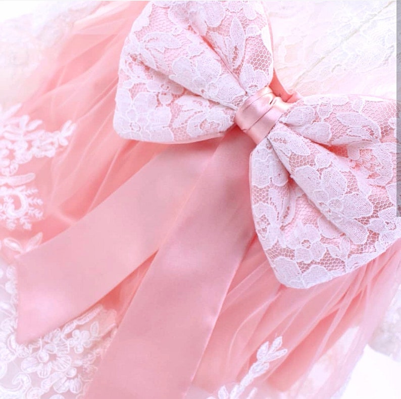 Pink Lace Christening Dress Set Baptism Gown Girl Baby Girl Etsy