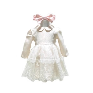 Baby White Lace Dress, Baptism Girl Outfit, Chirstening Gown Girl, Newborn Outfit, Baby Birthday Dress, Baby Girl Clothes, Baby Girl Gift