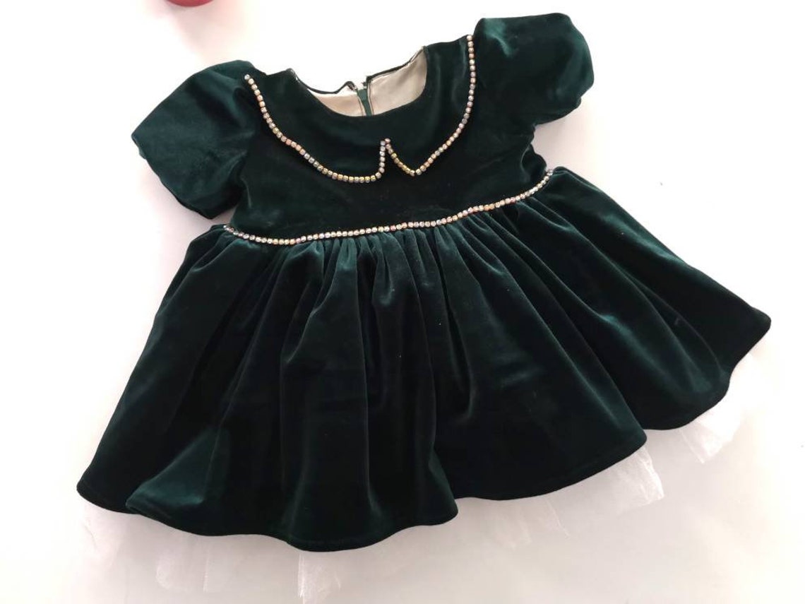 Green Velvet Dress Baby Girl Baby Girl Dress Special - Etsy