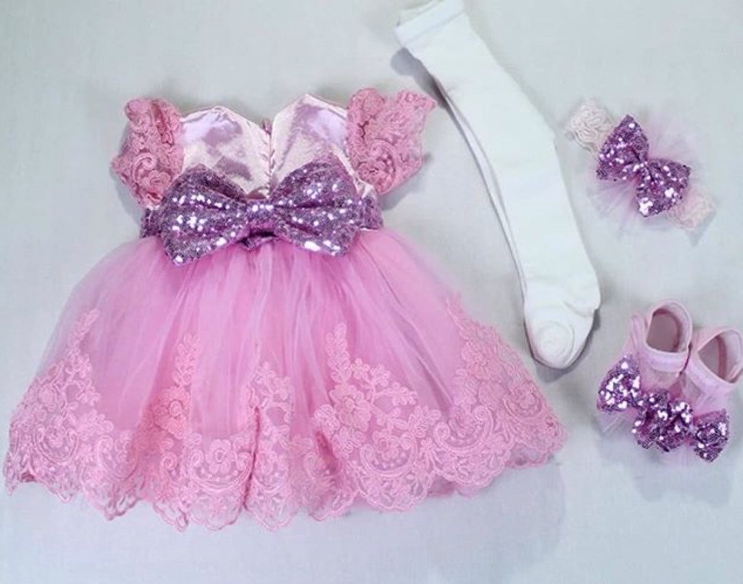 Baby Blessings Geometric Levi Gown Pink