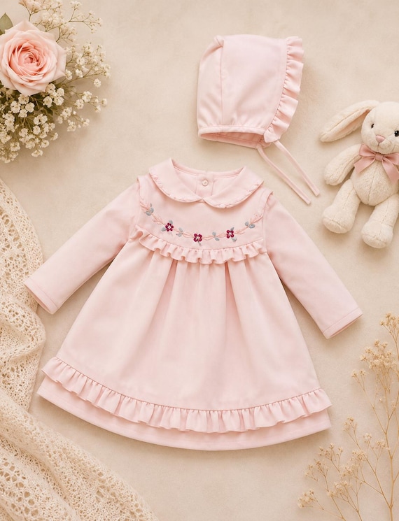 blush pink easter dress Light Pink Easter Bunny Smocked Bishop Dress