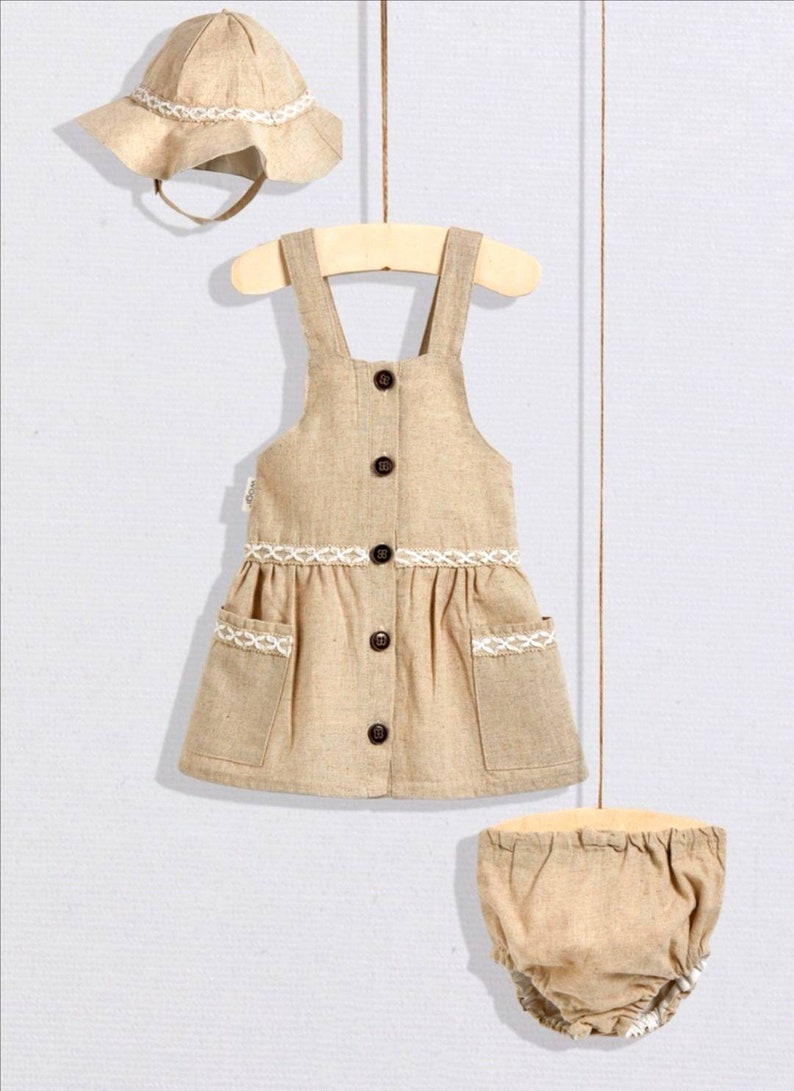 Baby Linen Dress Set Baby Girl Bloomer Set Toddler Girl Etsy