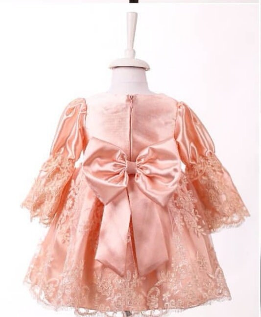 open lace back dress Elegant & Graceful 👑 Make your little princess shine in this stun –  Baby Snug Bloom main image 1